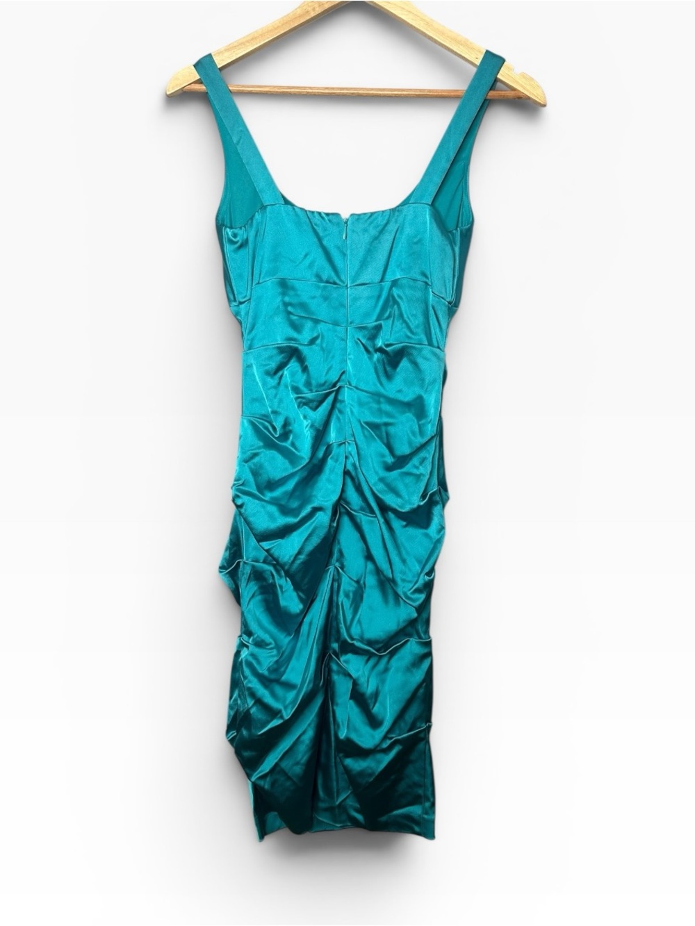 Vintage 90s Caché Ruched Satin Bodycon Dress Size 4 Made in USA - Picture 9 of 9